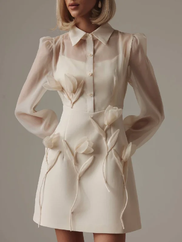 Effortless Wear Floral Elegance Sheer Dress