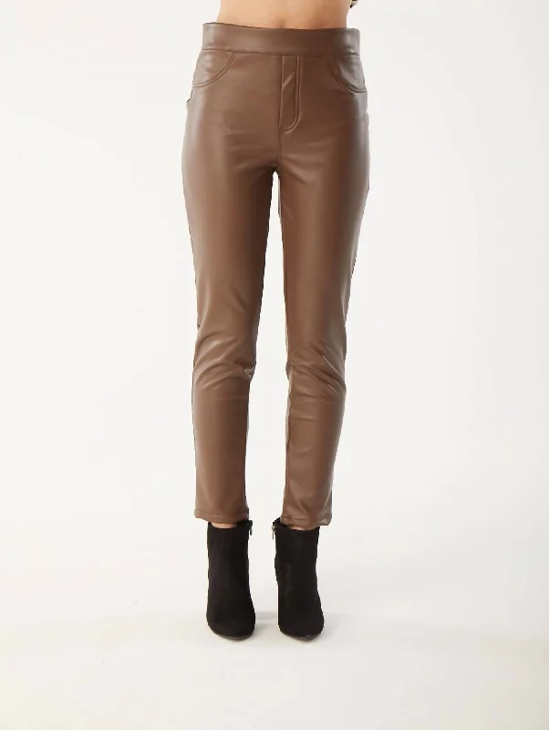 Dressing Tips Vegan Faux Leather Pants In Mocha