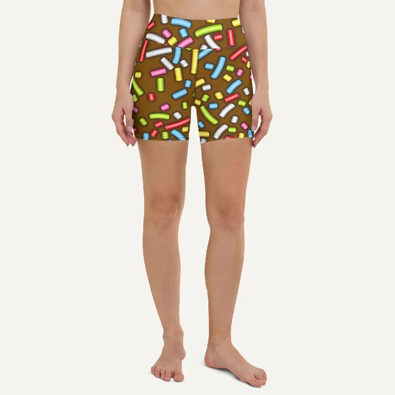 Chic Relaxation Chocolate Donut Sprinkles High-Waisted Shorts