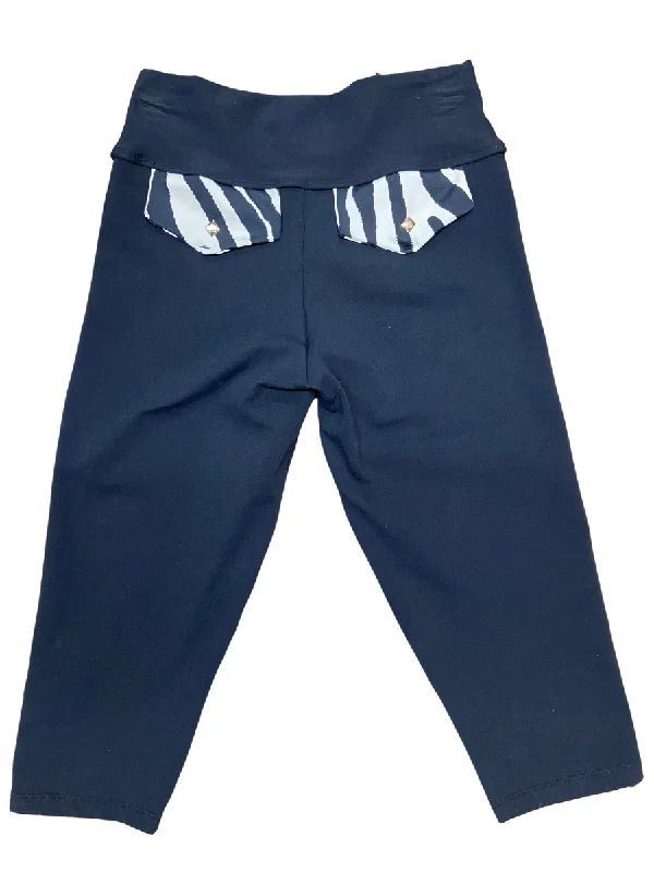 Comfortable Mind Bia Brazil Activewear Zebra Faux Pocket Capri SL326