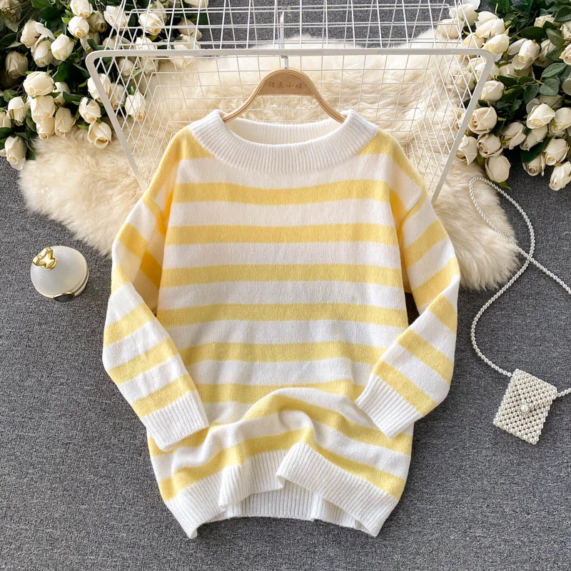 Sports Series Cute striped long sleeve sweater 004
