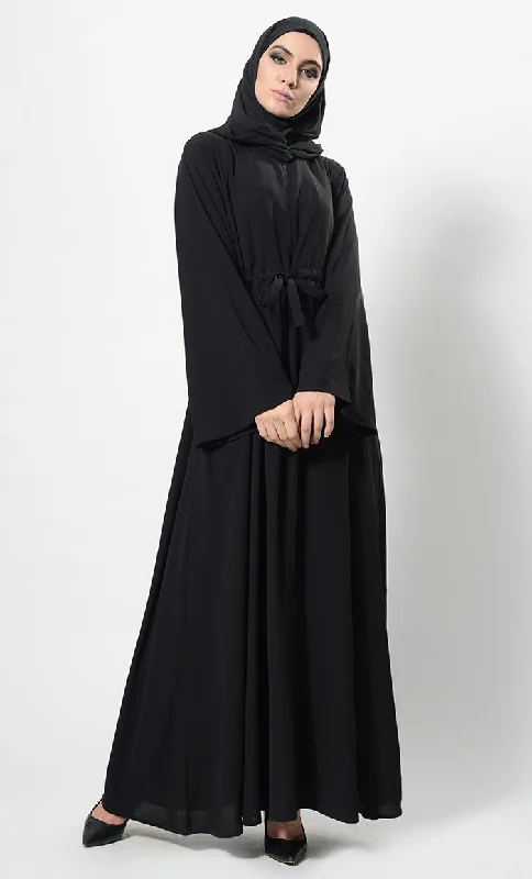 Comfy Chic Modern Twist Hooded Abaya Dress And Hijab Set