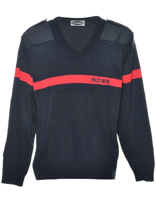 Street Sports Style Epaulettes Jumper - L