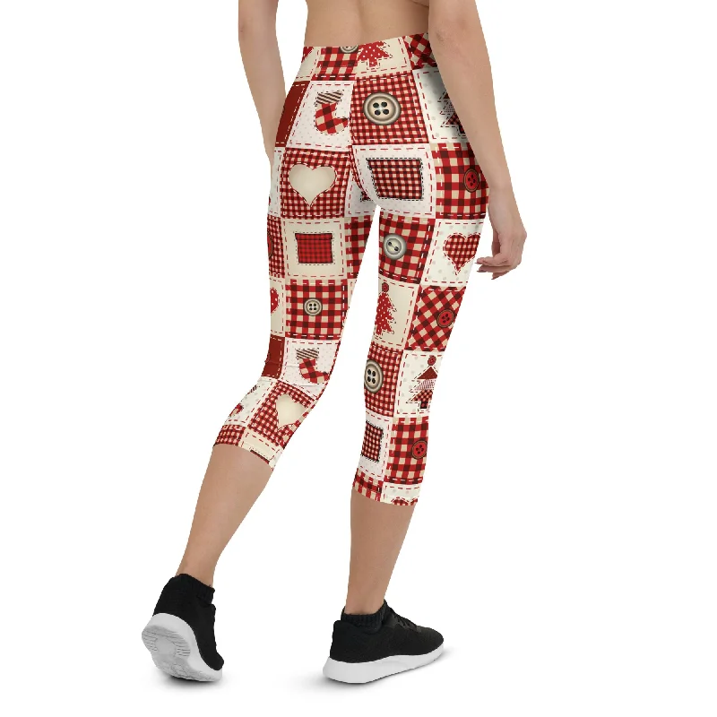 Soft Fabrics Red Christmas Patchwork Capris