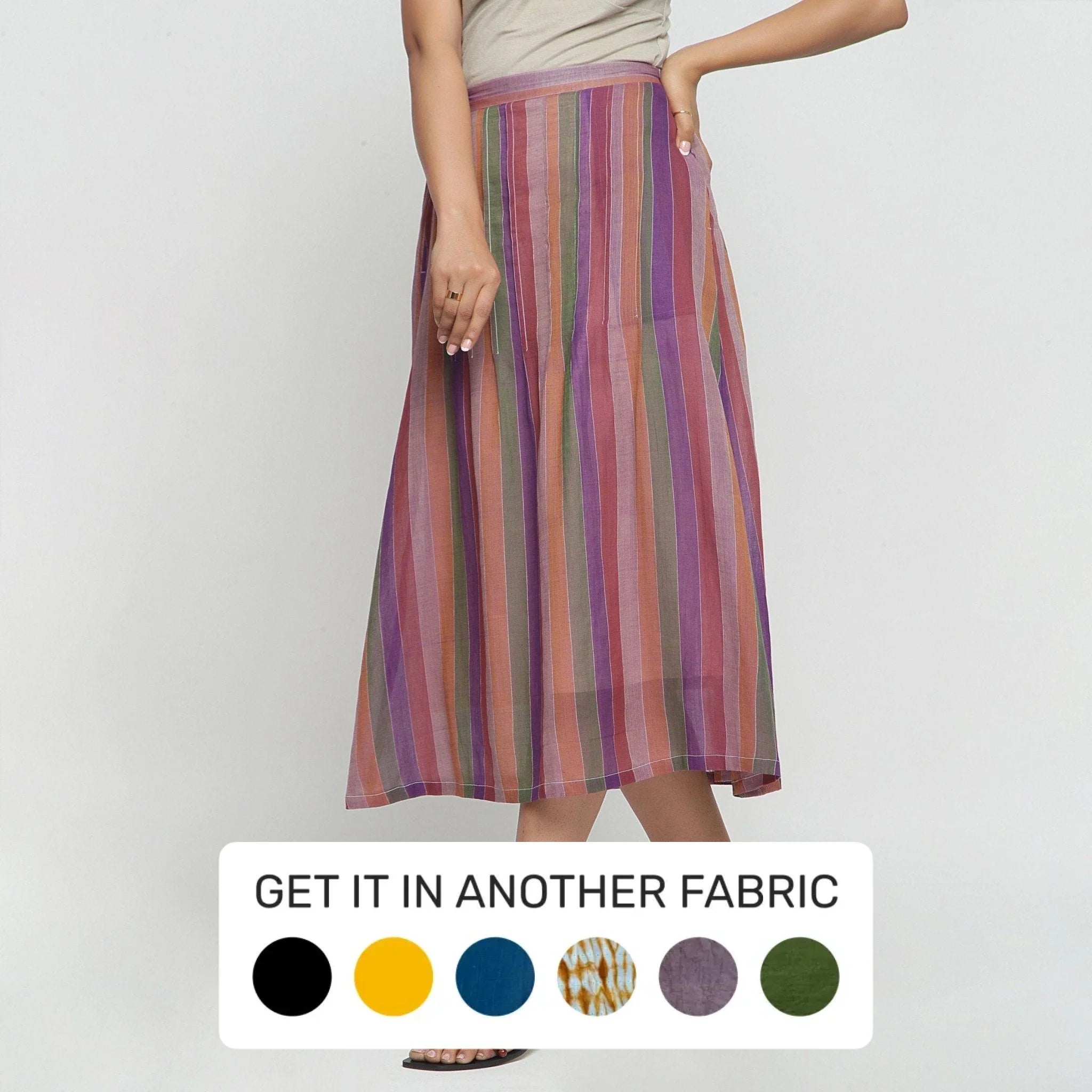 Classic Color Multicolor Mangalgiri Cotton Elasticated Maxi Skirt