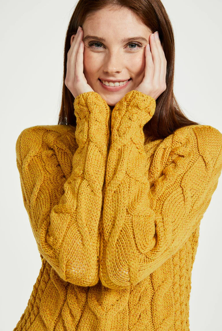 Design And Tailoring Aran - Listowel Aran Cabled Sweater - Yellow