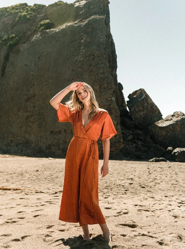 Relaxed Wear Lola Wrap Dress - Rust