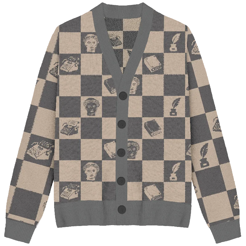 Easy Style Tortured Poets Aesthetic Checkered Knit Cardigan