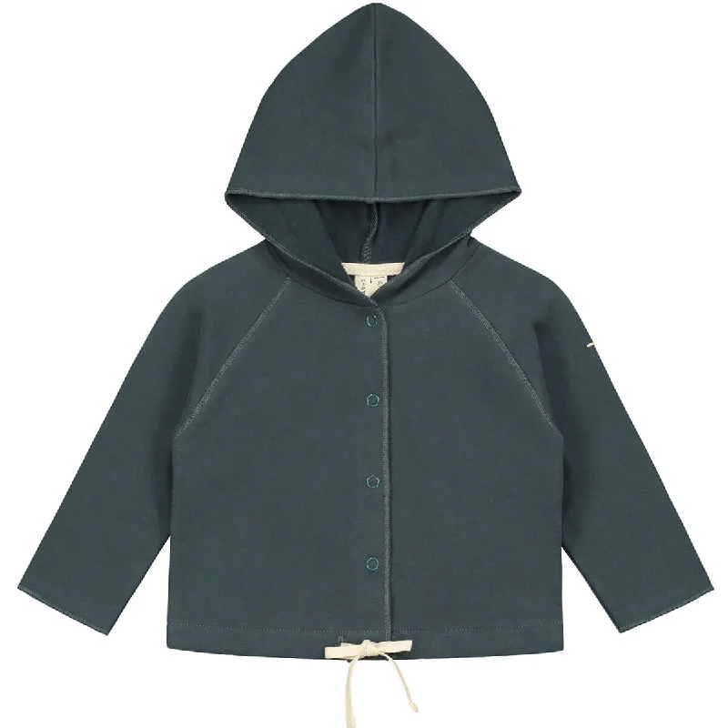 Free and comfortable Baby Hooded Cardigan in Blue Grey by Gray Label