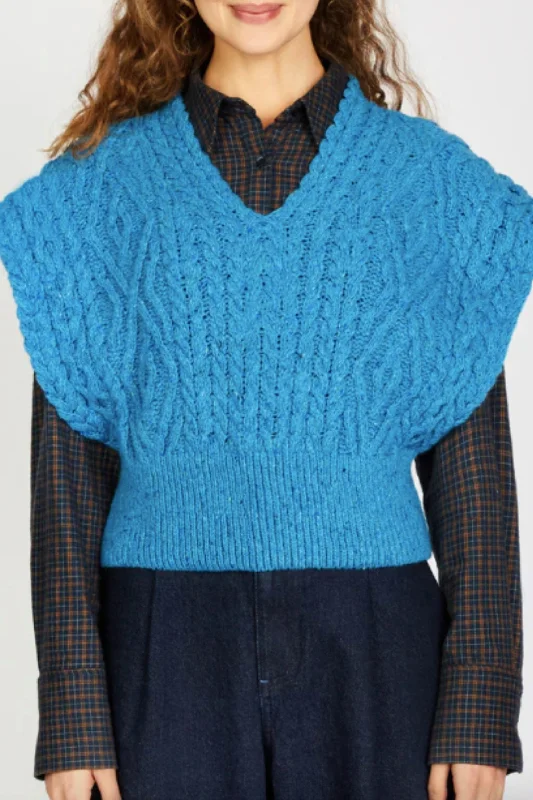 High-quality fabrics Irish - Farmleigh Diamond Vest - Forget-Me-Not Blue