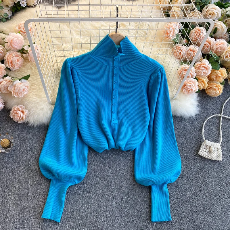 Personalized Wear Elegant high neck long sleeve sweater  021