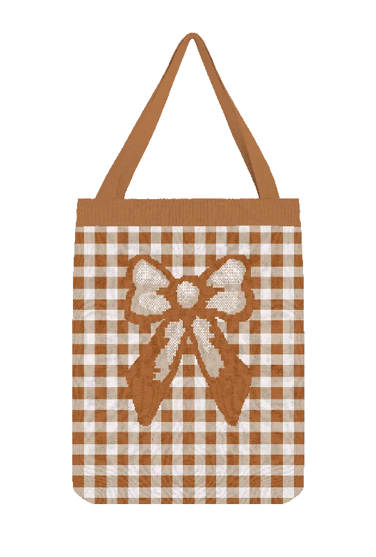 Breathable Comfort Brown Bow Knit Tote Bag