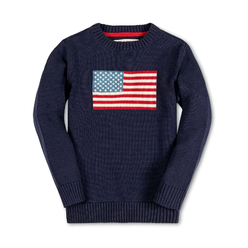 Wearable At Home Or Out Organic Flag Intarsia Sweater - Baby