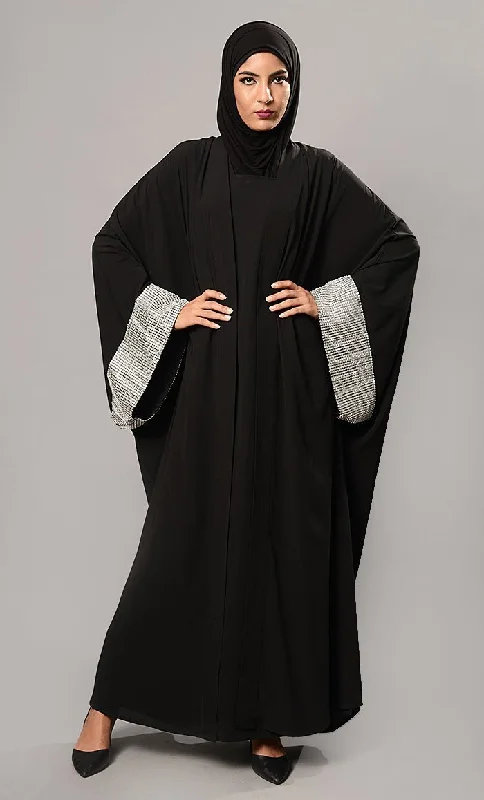 Soft Textures Sequins Embellsished Kaftan Style Abaya Dress