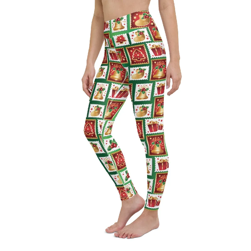 Practical Style Christmas Stamps Yoga Leggings