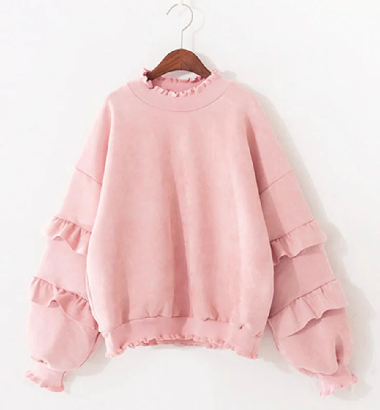 Fashion Style Simple round neck long sleeve tops  070