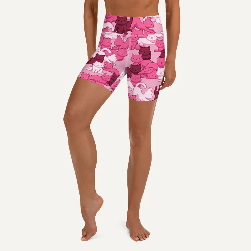 Single item design Cats Camouflage Pink High-Waisted Shorts