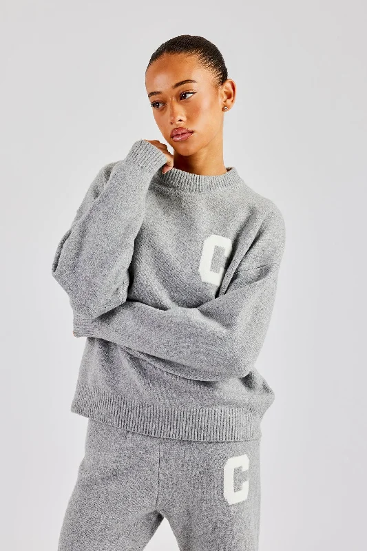 American Style C Knitted Sweatshirt - Grey