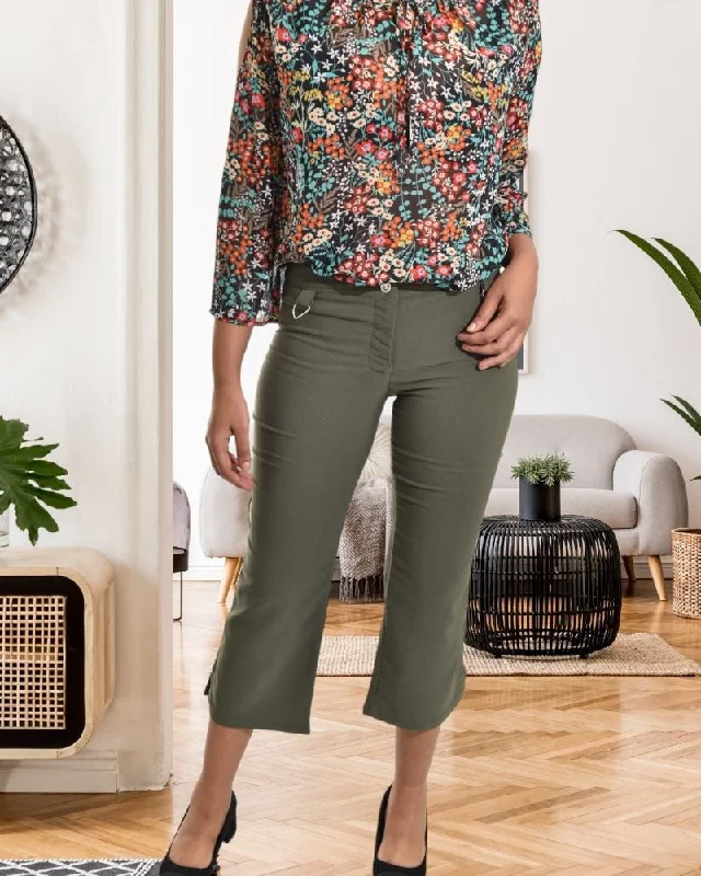 Extra long version Ladies  Olive Capri Pants