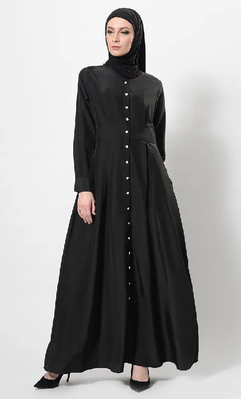 Casual Chic Wear Button Down Baisc Abaya Dress And Hijab Set