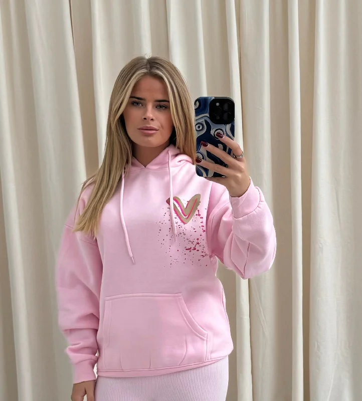 Fashion And Simplicity Life Is Good Graffiti Hoodie Pink