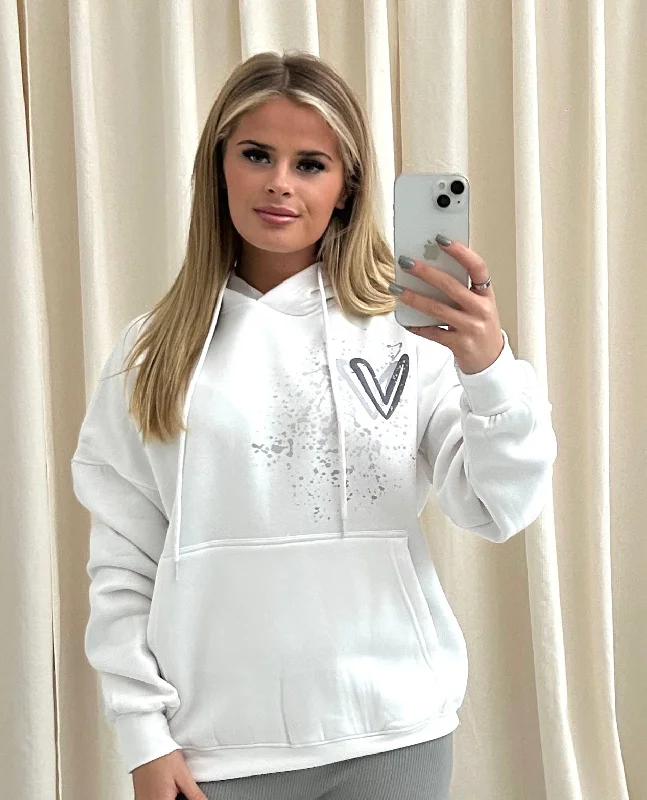 High Street Series Grey Heart Graffiti Hoodie White