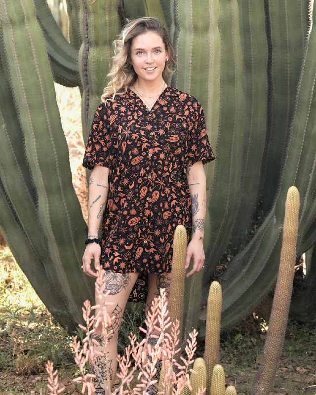 Versatile Items Mystic Tattoo - Womens Shirt Dress - Black