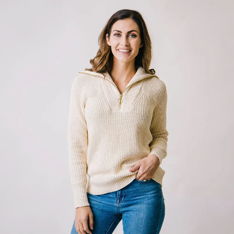 Dessert Matching Fold Over Half Zip Sweater