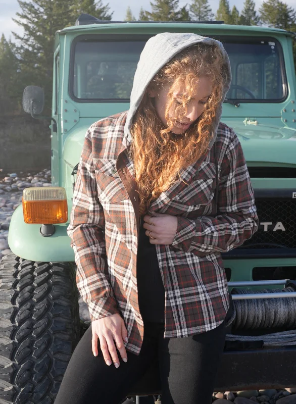 Body Design WOMEN'S HOODED FOREVER FLANNEL - ORANGE