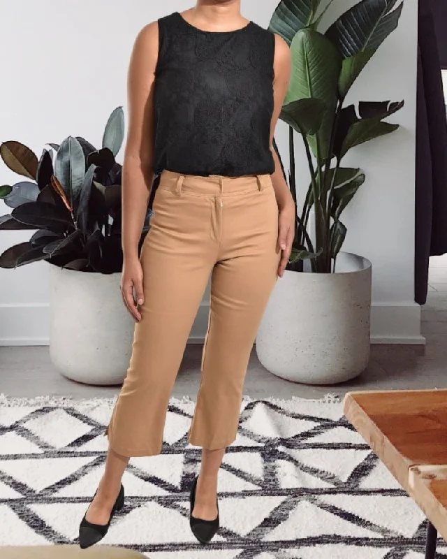 Warm and substantial Ladies Camel Twill Capri Pants