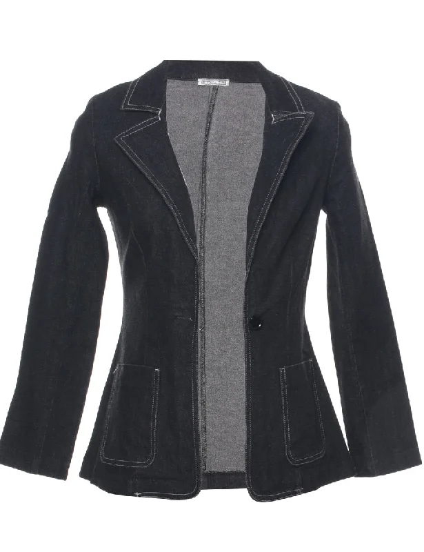 Easygoing Fashion Dark Grey Denim Jacket - S