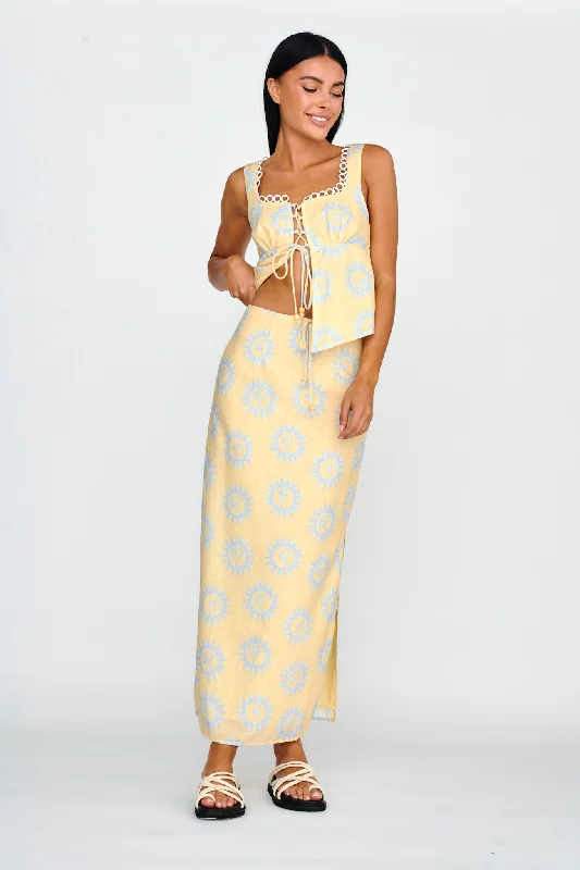 Soft Fashion Sun Days Midi Skirt Sun Lemon