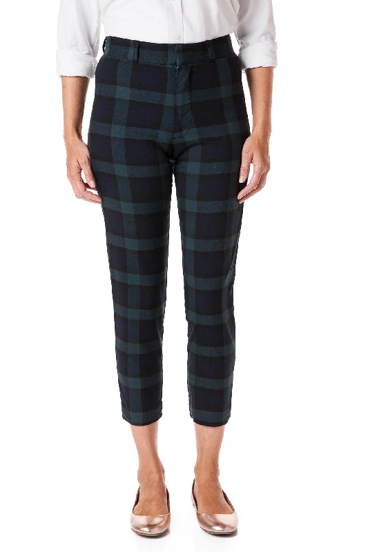 Modern Tailoring Ankle Capri Stretch Twill Blackwatch Tartan Plaid