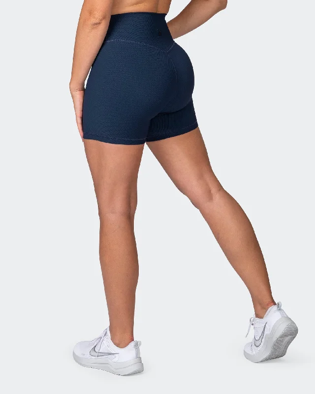 Elegant Wear Zero Rise Rib Midway Shorts - Navy