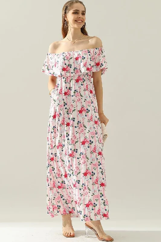 Basic Version LAYERED OFF THE SHOULDER MAXI DRESS
