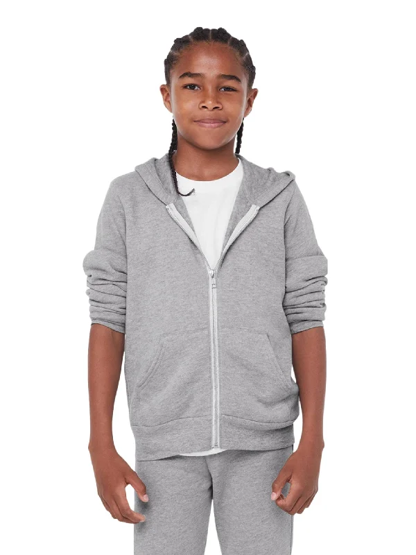 Multi-functional style Bella+Canvas Youth Sponge Fleece Full-Zip Hooded Sweatshirt