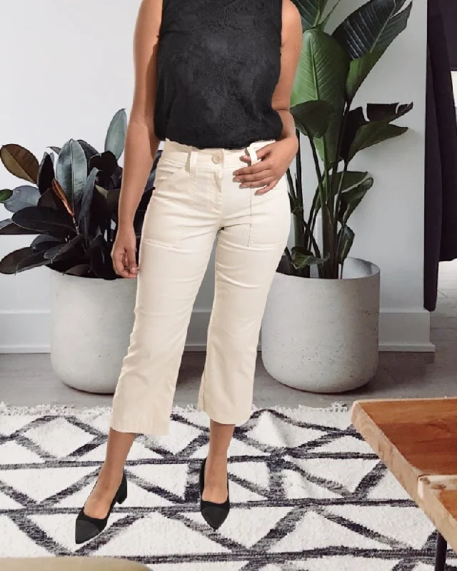 Letter embroidery Ladies Stone Capri Pants