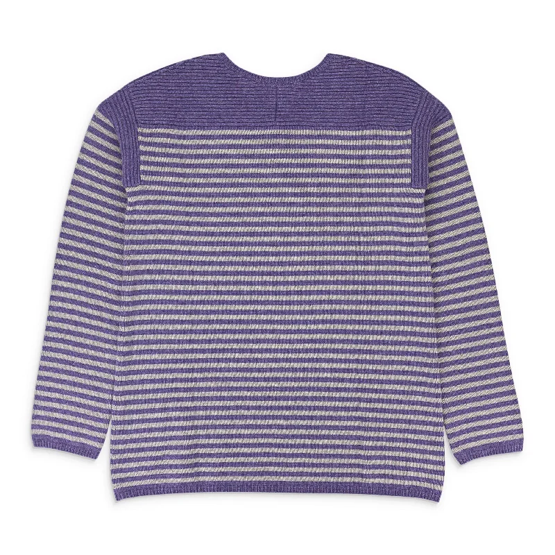 Romantic And Sweet CASHMERE STRIPED PURPLE GRAY SWEATER