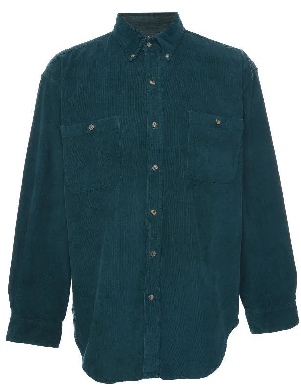 Multifunctional Style Corduroy Green Shirt - XL
