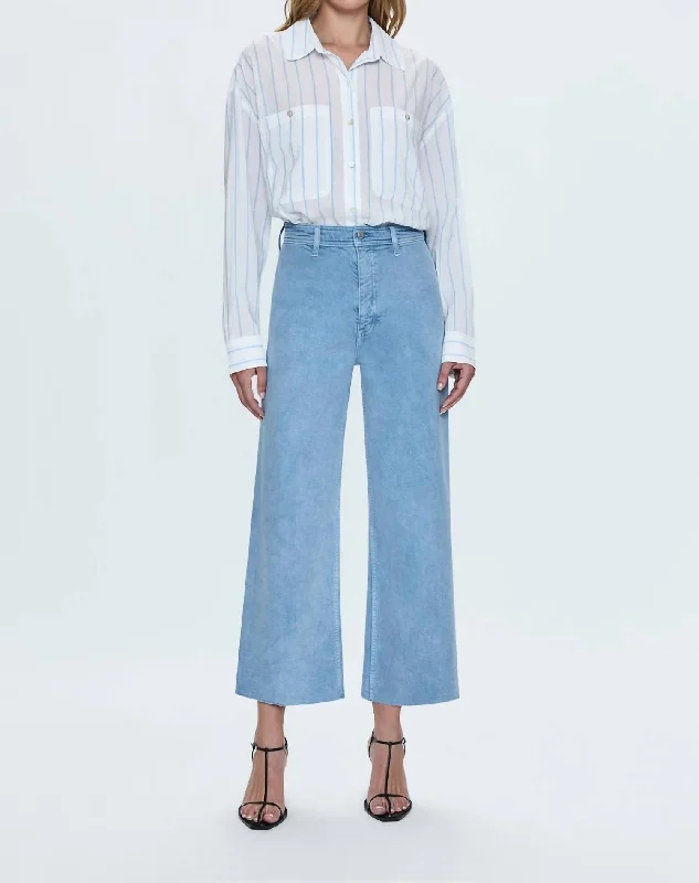Urban Style Penny High Rise Crop Wide Leg Jean In Frost Blue