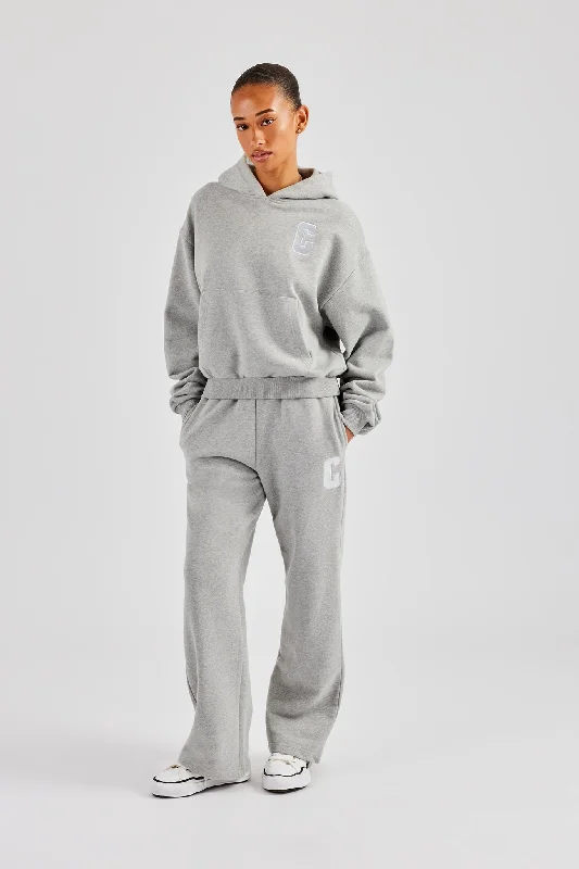 Sports Express Embroidered C Boxy Hoodie - Grey Marl