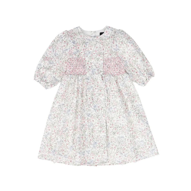 Comfortable Series BAMBOO LIGHT FLORAL SMOCKED DRESS