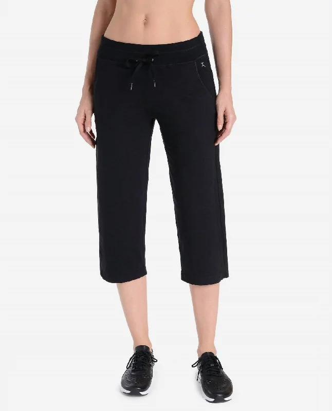 Leisure Sports Essentials Drawcord Crop Pants In Rich Black