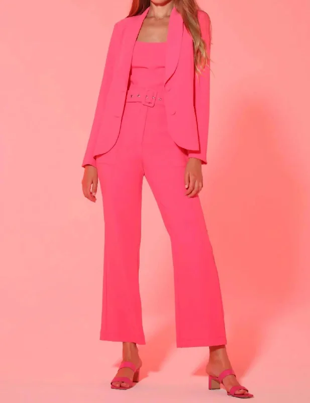 Personalized Wear Toni High Rise Belted Trousers In Flamingo