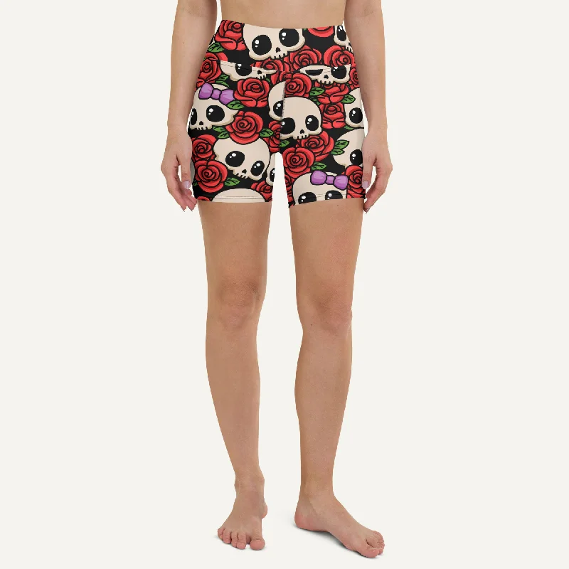 Quality Tailoring Kawaii Skulls And Roses High-Waisted Shorts