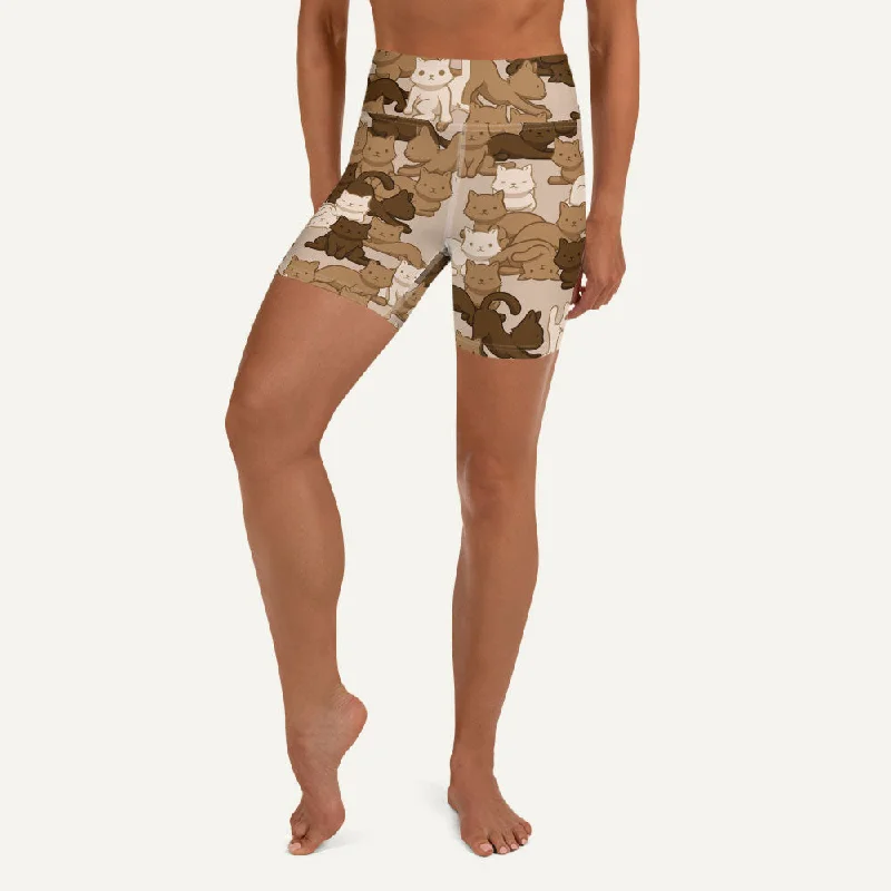 Classic Series Cats Camouflage Desert High-Waisted Shorts