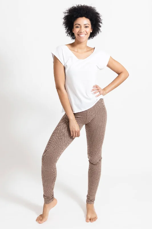 Floral Prints Asana Leggings - Coffee