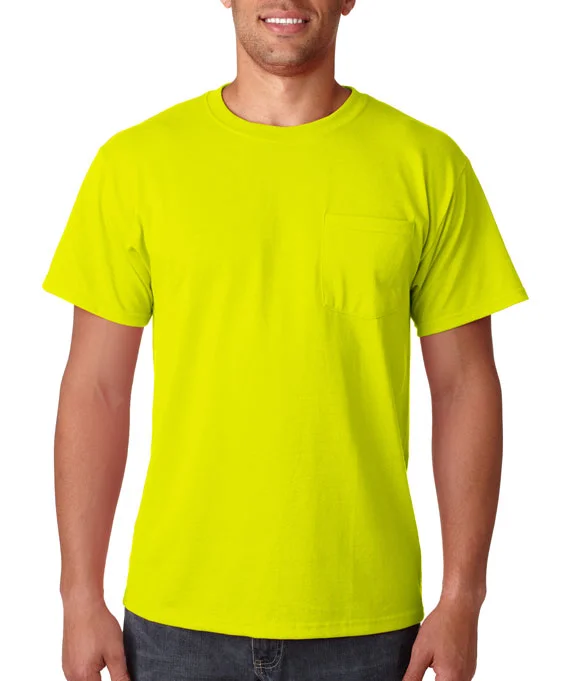 Slim Fit 29MP - Jerzees Adult 5.6 oz. DRI-POWER® ACTIVE Pocket T-Shirt | Safety Green