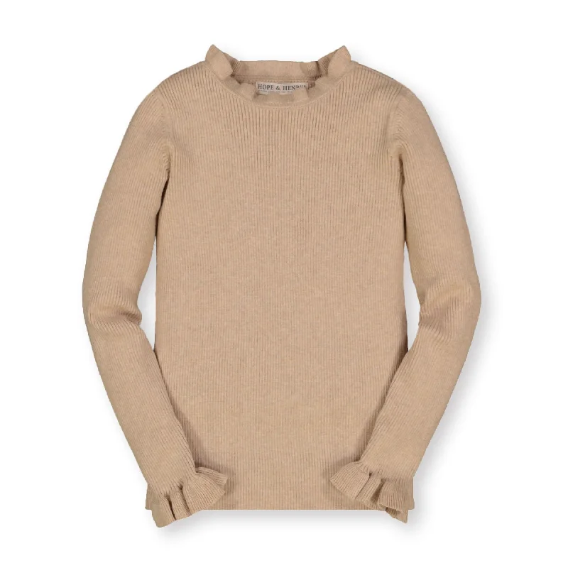 Fresh And Natural Ruffle Rib Knit Sweater Top - Baby