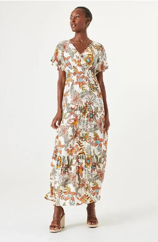 Loose Fit G Q40087 Floral Print Ruffle Tiered Maxi Dress